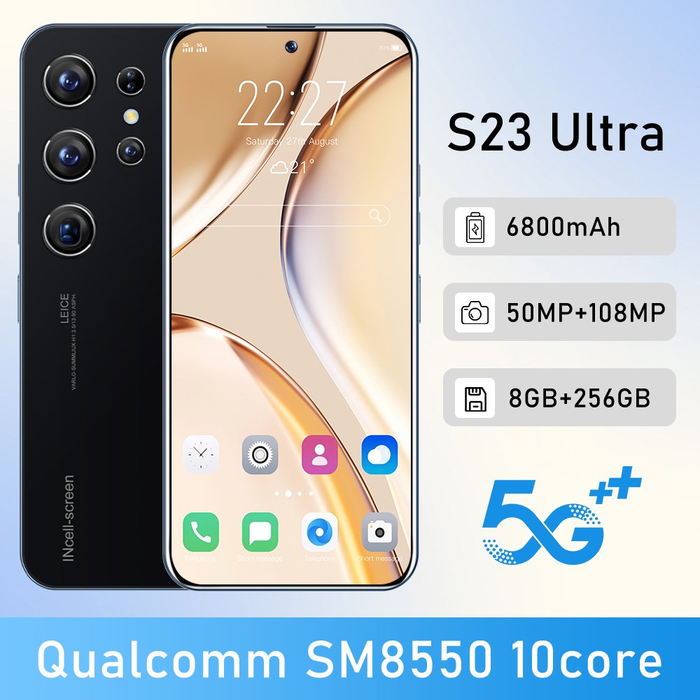 2023 Original s23 Ultra 8GB+256GB Smart Android Phone 6800mah 5G Dual SIM Dual Standby Unlocked Smartphone