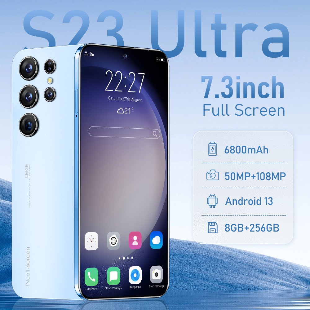 2023 Original s23 Ultra 8GB+256GB Smart Android Phone 6800mah 5G Dual SIM Dual Standby Unlocked Smartphone