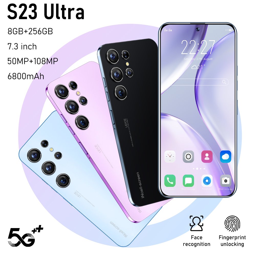 2023 Original s23 Ultra 8GB+256GB Smart Android Phone 6800mah 5G Dual SIM Dual Standby Unlocked Smartphone