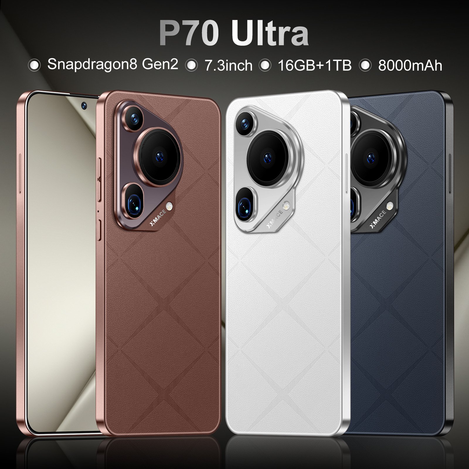 2024 Global Release P70 Ultra 5g Smartphone Hd 72mp+108mp Perforated Screen 7.3-inch Large 16gb+1tb Memory Lte Connectivity
