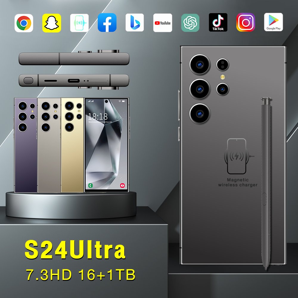 Original S24 Ultra 7.3 Inch Large Screen Smartphone 16gb + 1TB with Stylus 4G 5g Network with Dual SIM Android 13 mobile phones