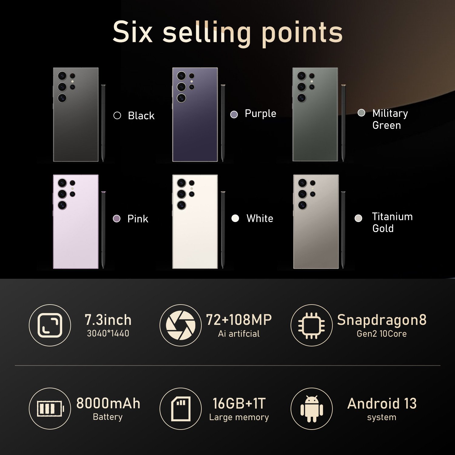 Hot selling New S24 Ultra 5g Smartphone 7.3inch large screen Android S24 Ultra Smartphone Android 14 Cell Phone