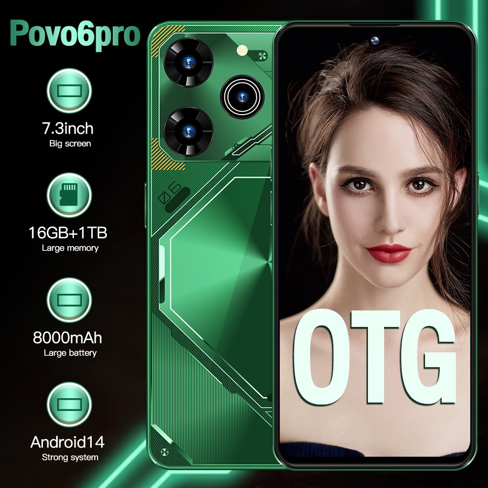 Original Mobile Phone Pova 6 Pro Cell Phone Smartphone Telefon Celular Gaming i15 16 Android Celular 5G Smartphone Mobile