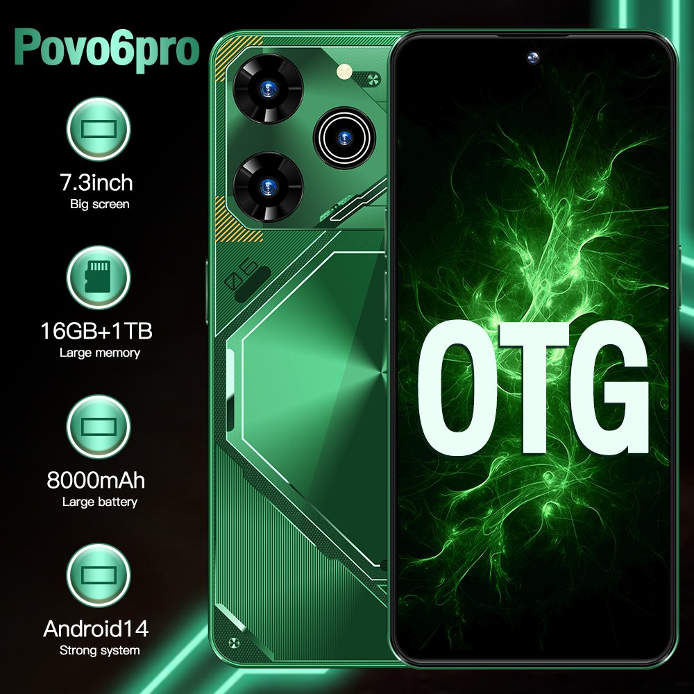 Original Mobile Phone Pova 6 Pro Cell Phone Smartphone Telefon Celular Gaming i15 16 Android Celular 5G Smartphone Mobile