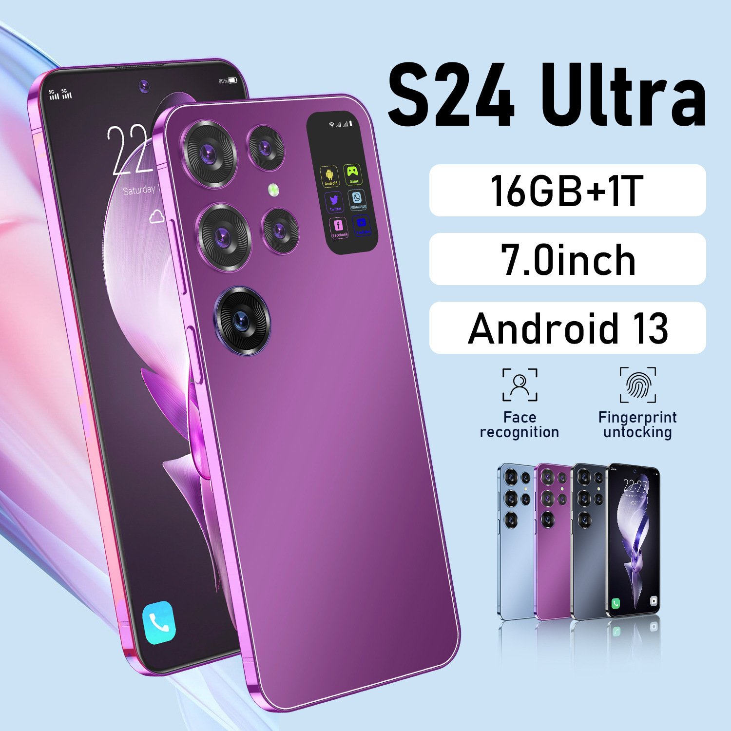 Large battery S24 Ultra 5G Upgrade Mobile Phone 16GB+1TB Large Memory Smart Phone Dual SIM Card Cellphone Gorgeous Mobile Phones