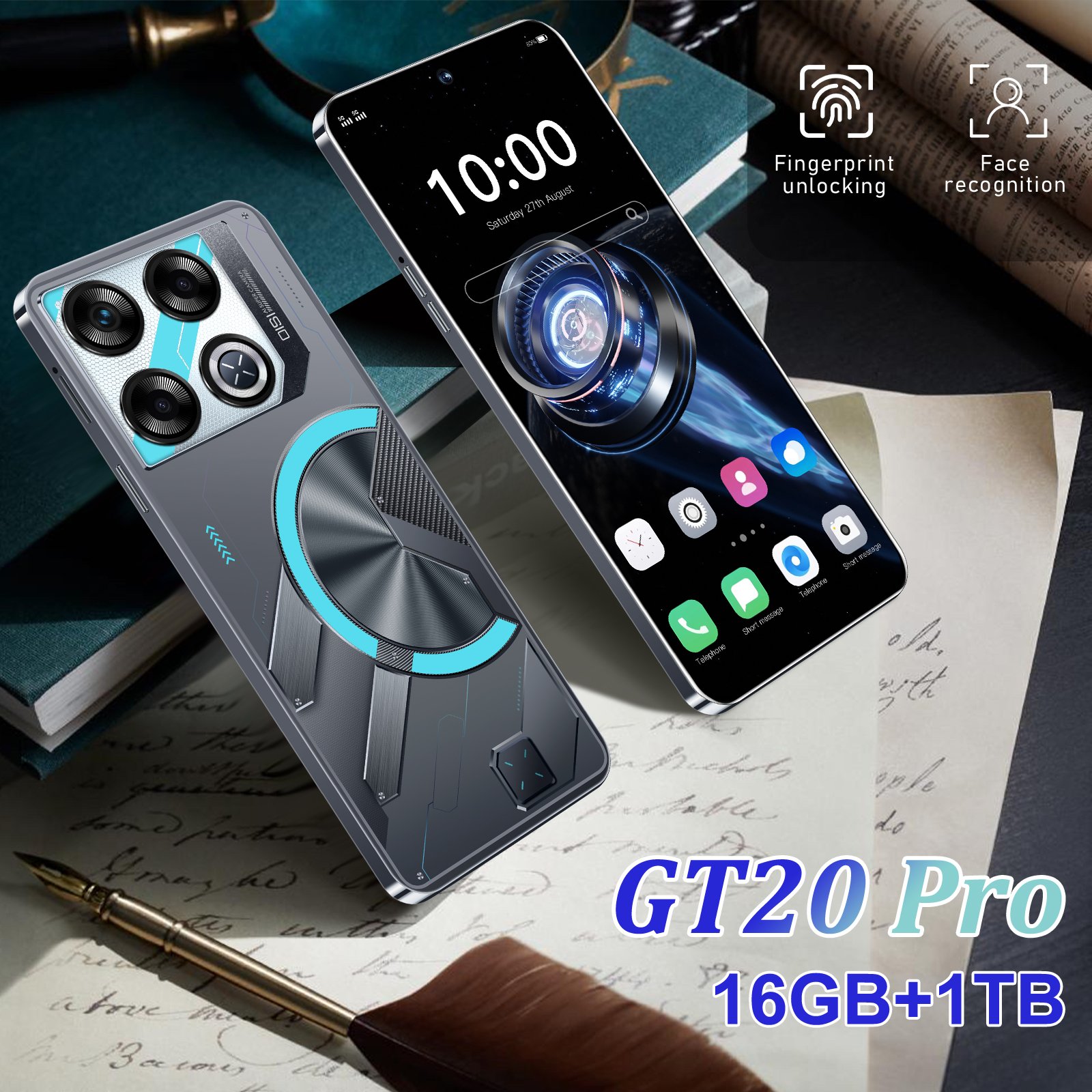Original Cellphone GT20 pro 7.3 inch Hd 16GB+1TB Mobilephone Android14 Face Unlock 5G smartphone Factory wholesale price