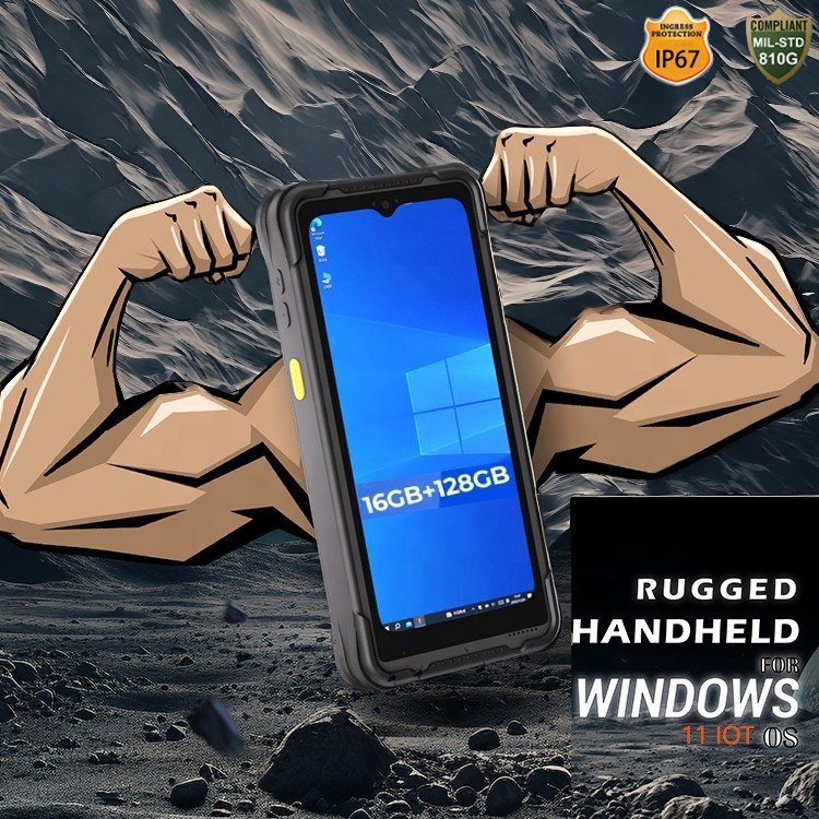 GENZO H61J 6.5 inch IP67 PDA Windows 10 Rugged Phone Industrial PDAS Barcode Scanner Handheld Mobile POS Computer PDA Windows 11