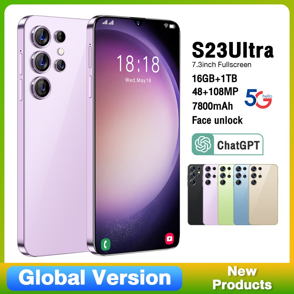 Best 16GB+1T 6.8-inch screen S23 Ultra 5G smartphone Android 13 wholesale original mobile phones