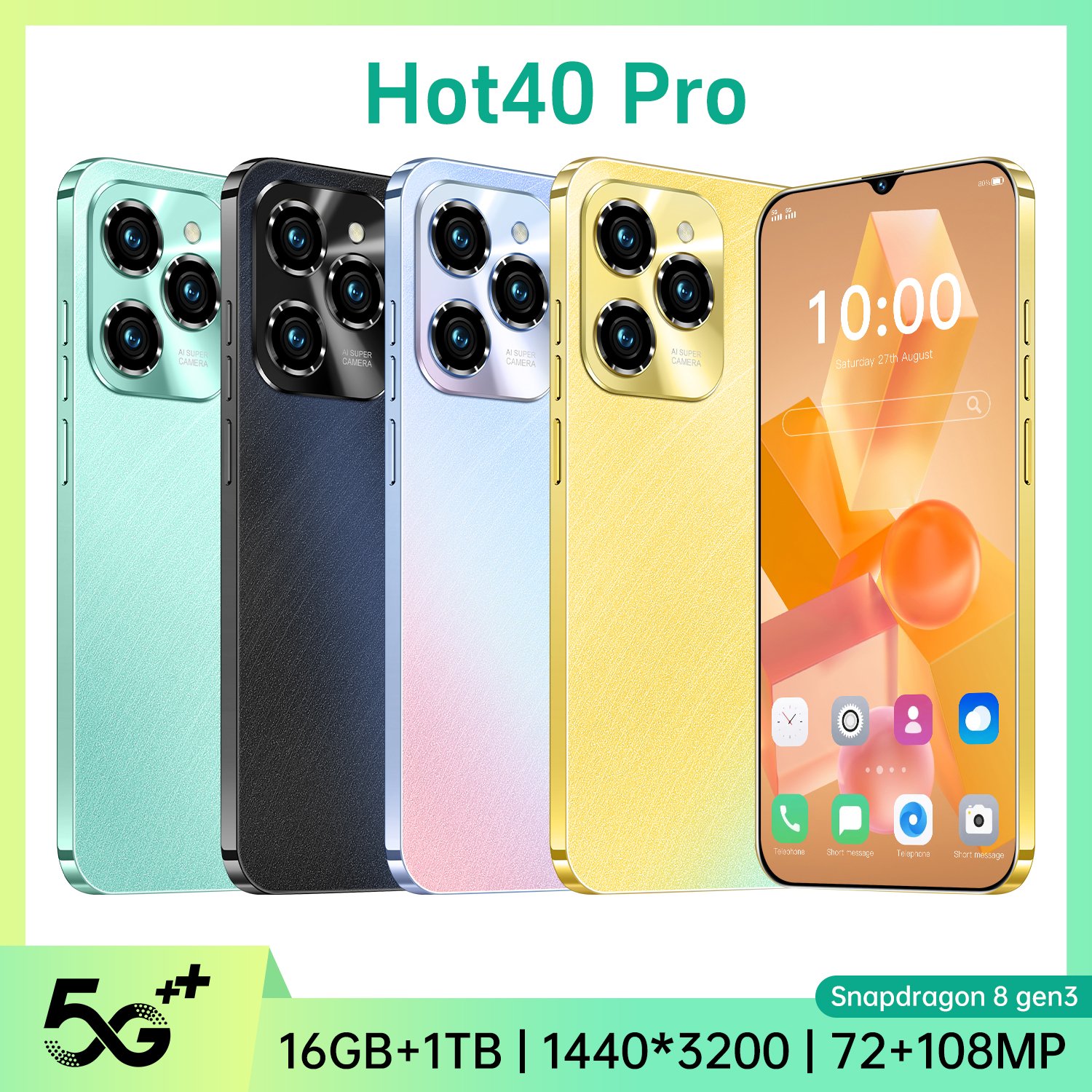 Hot Selling Hot40 Pro Original 7.3 Inch 5g Smartphone 16gb+1tb 6800 Mah Android 13.0 Mobile Phone