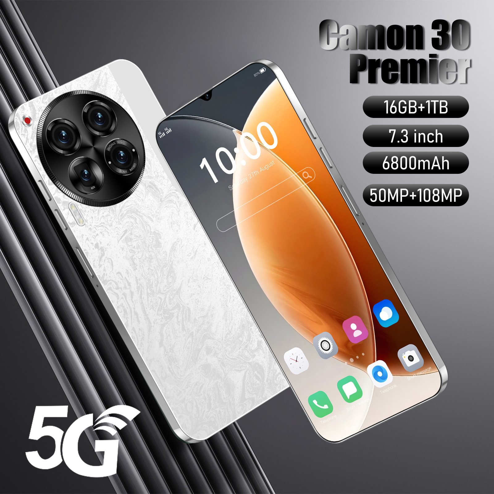 Brand new C30 Pro Original 7.3 Inch Android 13 Phone 16GB + 1TB 50MP + 108MP tecno camon 30 pro 5g for 8000mAh mobile phones