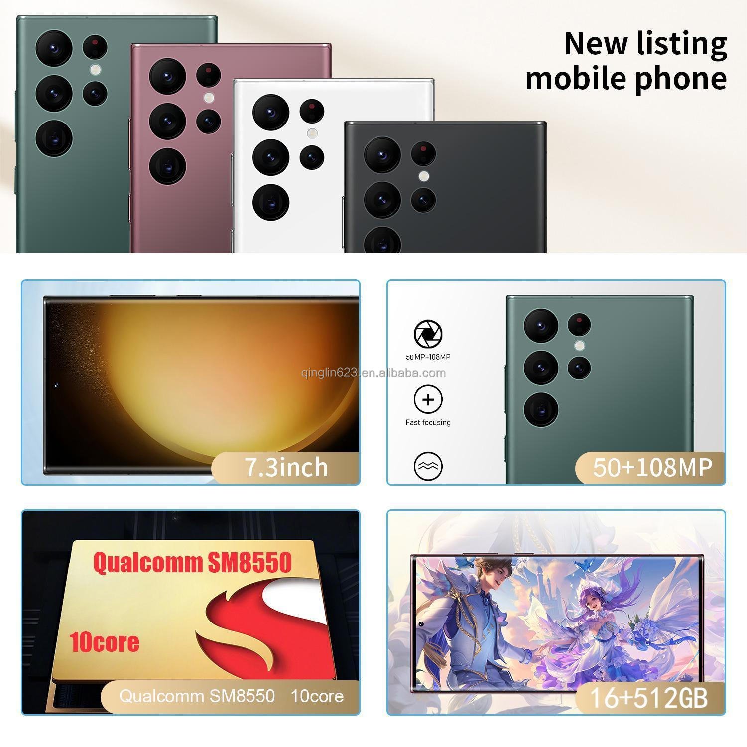 2023 Smartphone S23 Ultra 16gb+512gb Dual Sim Original Unlocked Cellphone 7.3 Inch Mobile Phones