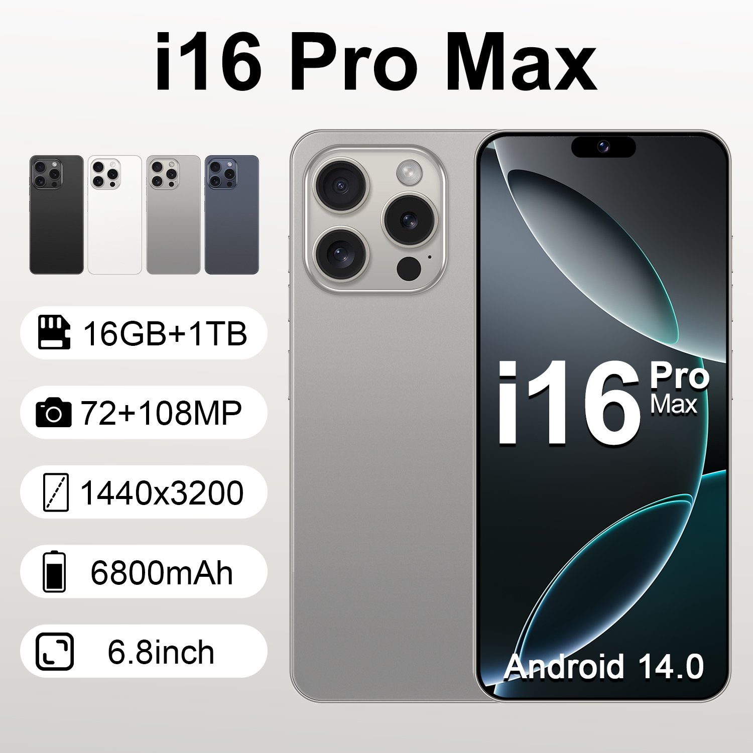 New Design Smartphone 16 Pro Max Original Cellular Android 5g Smartphone 1T 512gb 256gb i16 Pro Mobile Phones