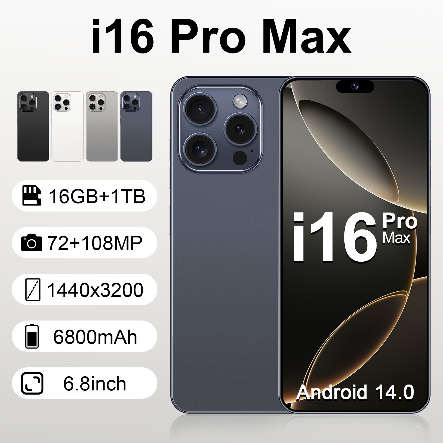 New Design Smartphone 16 Pro Max Original Cellular Android 5g Smartphone 1T 512gb 256gb i16 Pro Mobile Phones