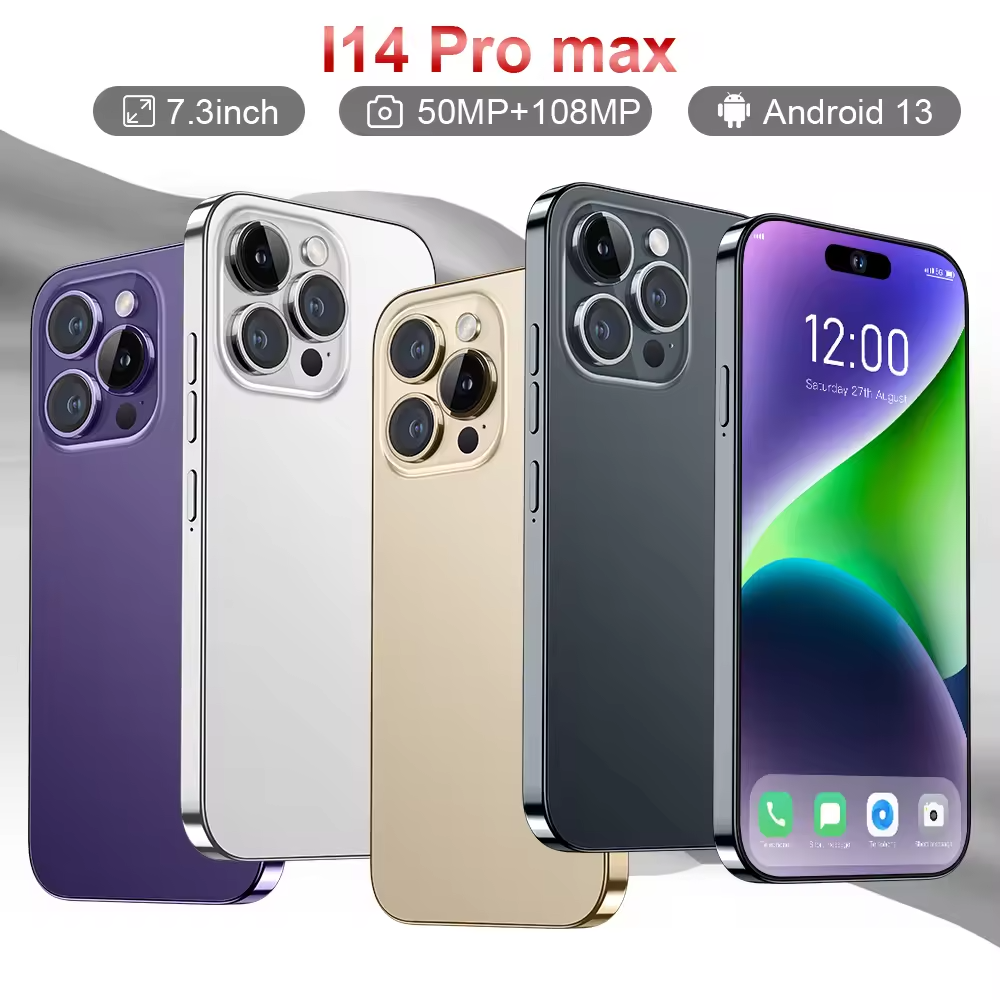 China Smart mobile phone 7.3 inch Clone 14 Pro max 4G 5G smartphone unlocked Dual Sim Card Cheap 15 Pro Max android cell phone