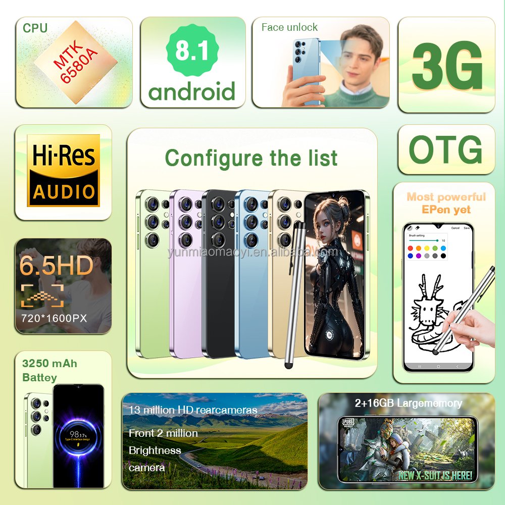Best sell S24 Ultra 5G smart phone 6.5inch telephone original Unlock S-Pen 3G+WIFI android S23 S24 mobile phones