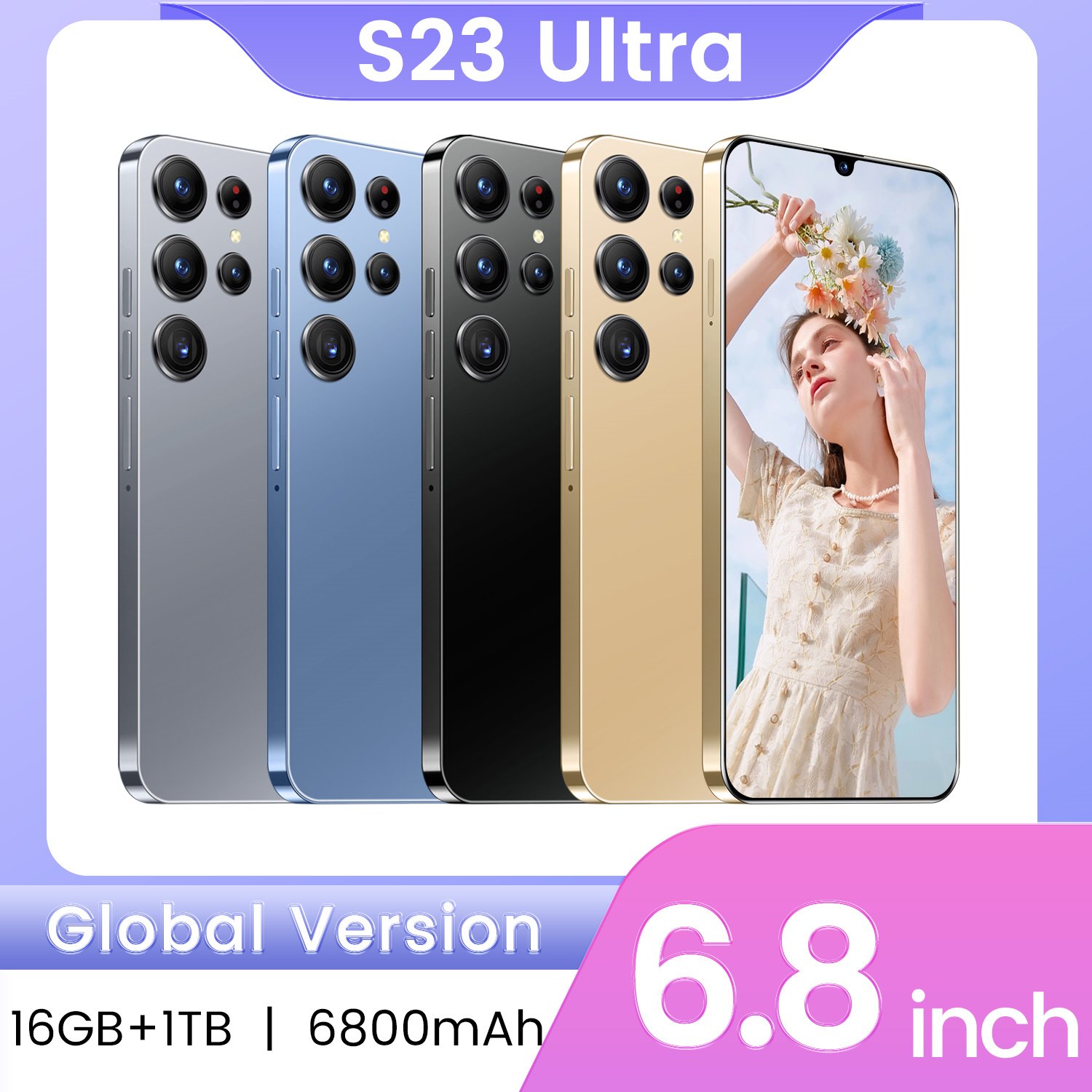 2024 Latest Smart Original Phone S23 Ultra 16GB+1TB Android 13 108MP 5G smartphone with built-in pen dual card dual standby