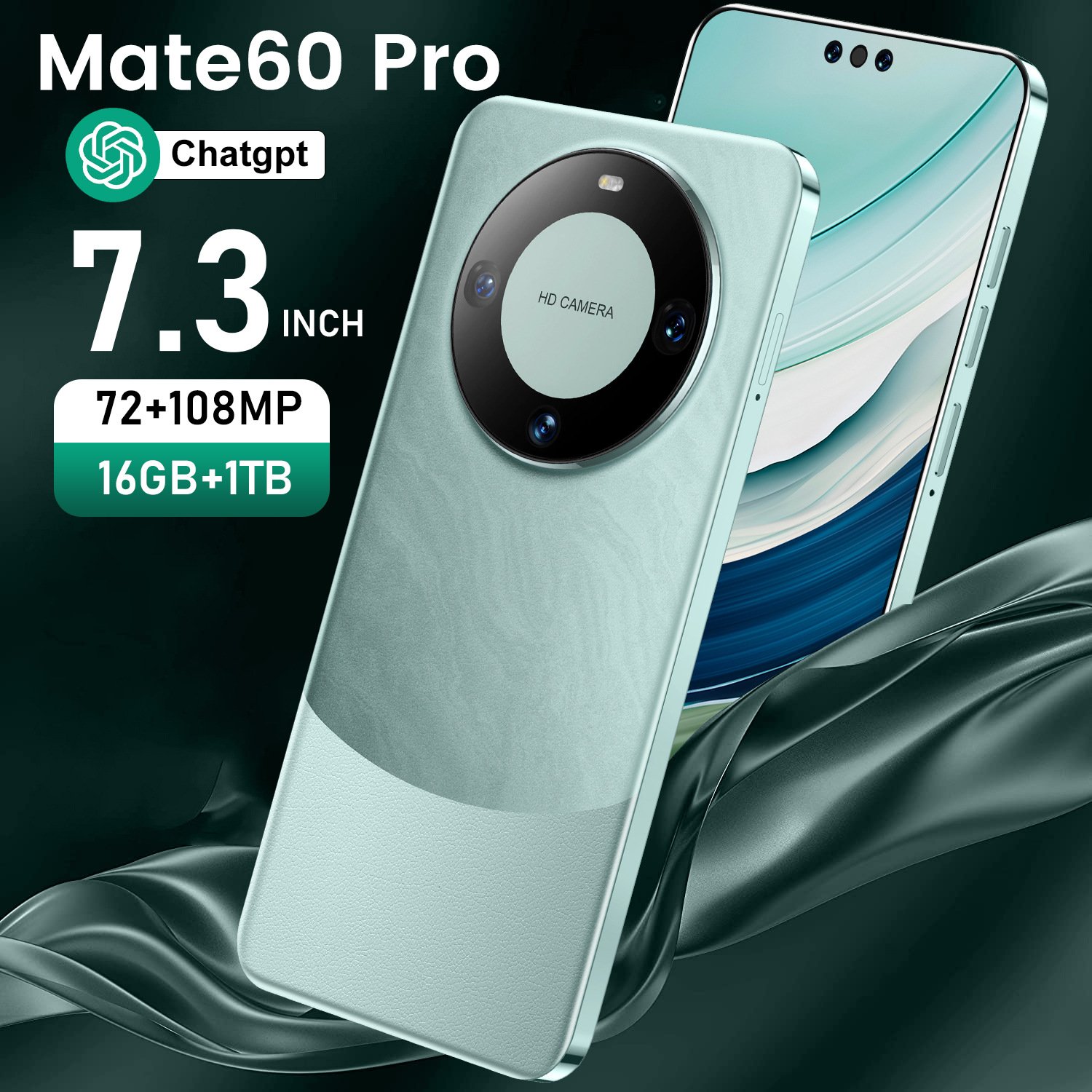 2024 Hot Selling High Quality Cellphone Mate60pro 16gb+1tb 7.3 Inch Full Display Android 13 Mobilephone 5g Smartphone
