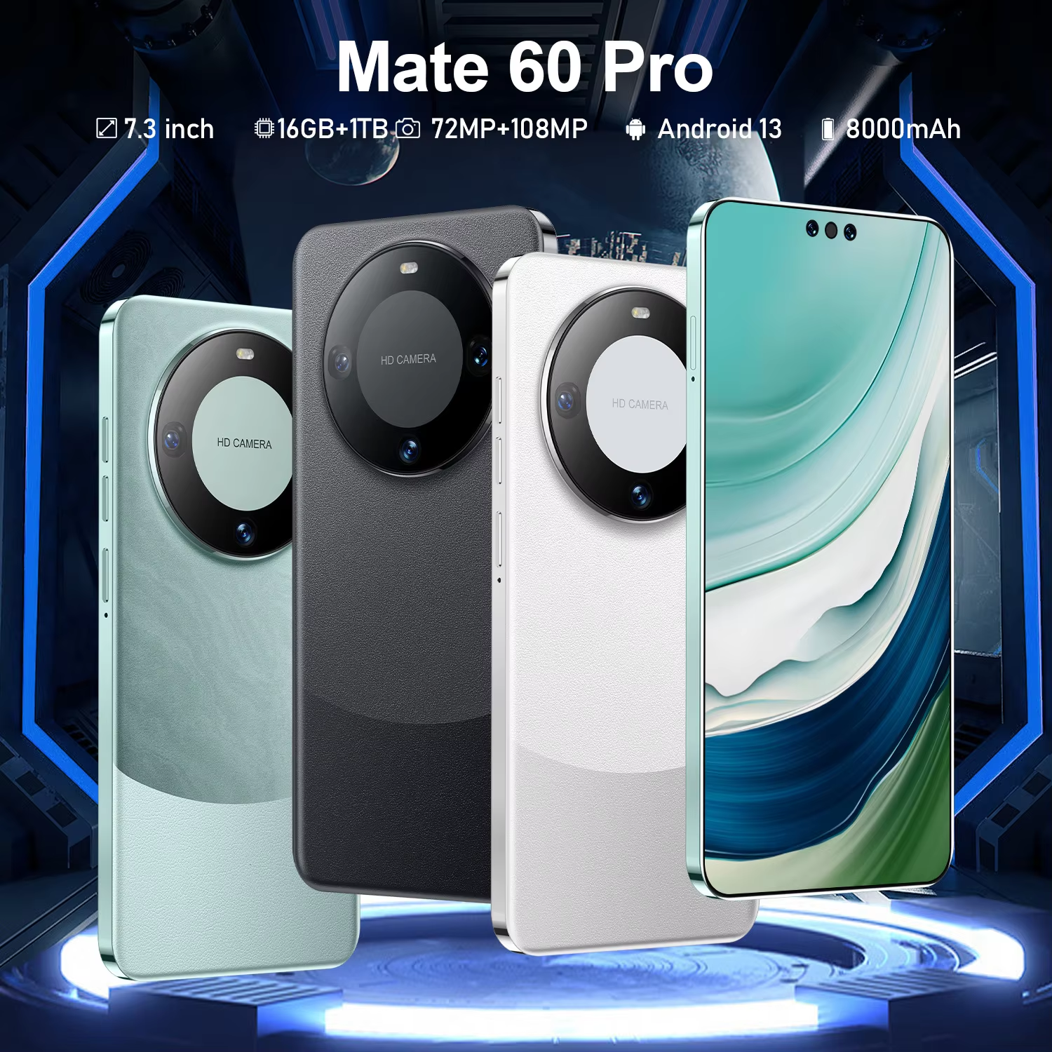 2024 Hot Selling Mate 60 Pro 16GB+1TB Cellphone 7.3 Inch Full Display Android 13.0 Mobilephone 5G Smartphone