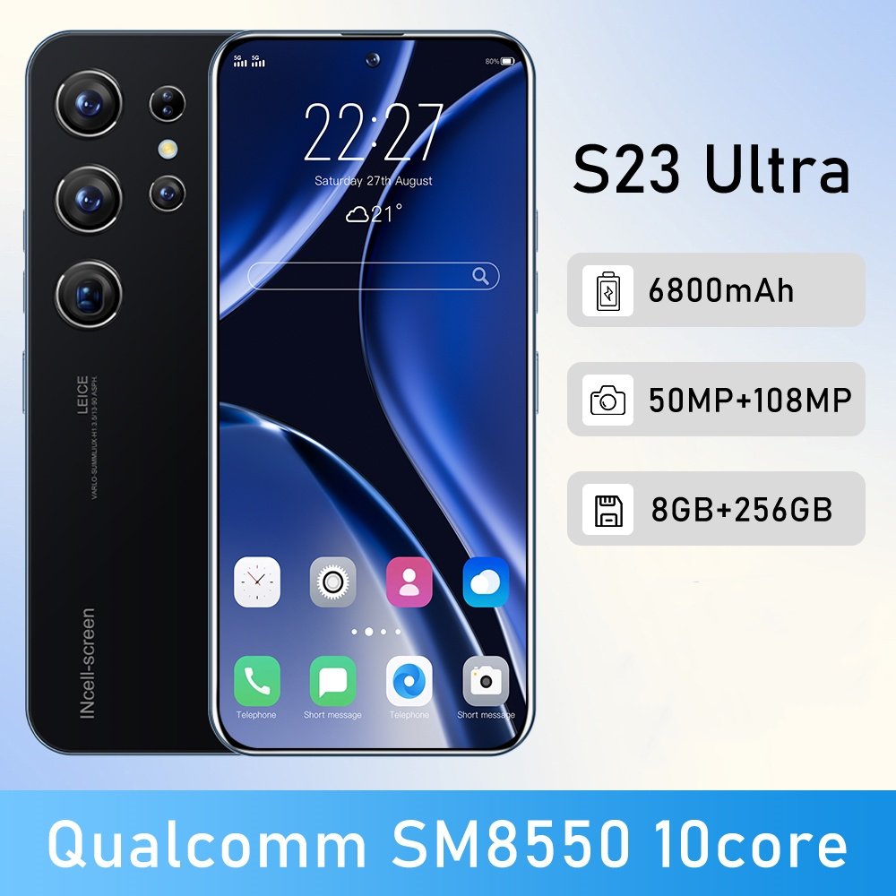 High Quality 8+512G S23 Ultra smart phone Gaming 6.8inch Cellphone Big Screen S-Pen 4G WIFI android S23 S24 mobile phones