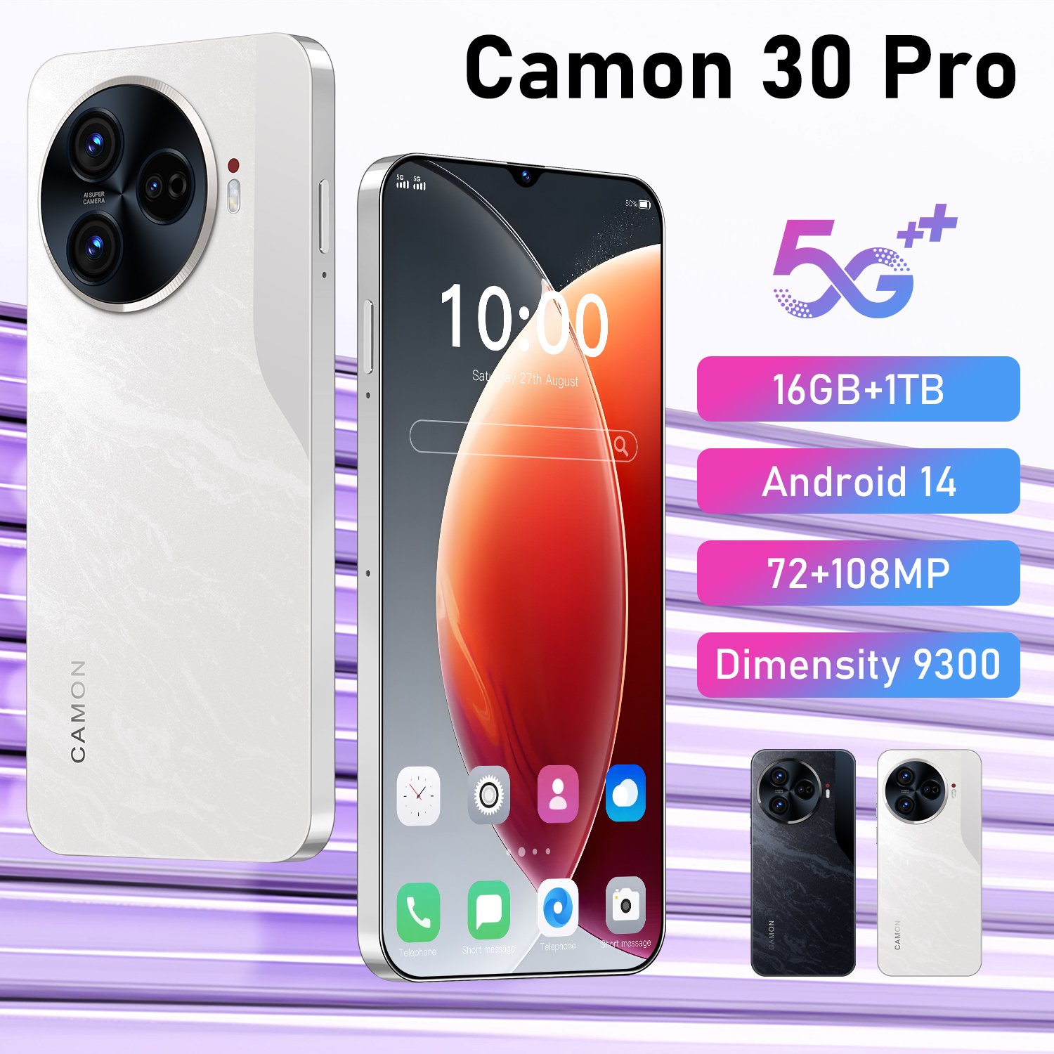 Global wholesale Camon 30 Pro Phone 5G-smartphones with 16GB+1TB storage supporting face recognition and fingerprint unlocking