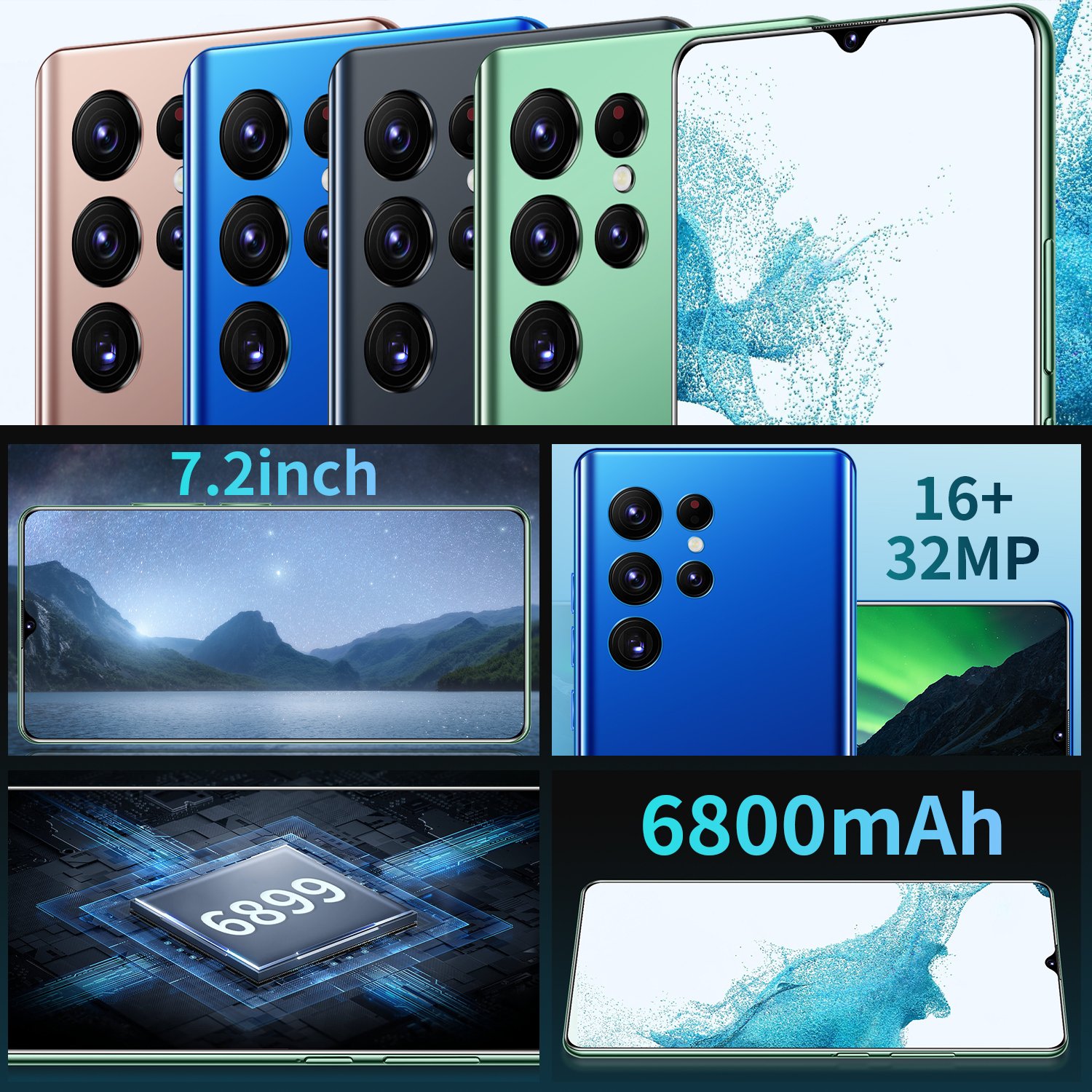Original Unlocked S22 5g Smartphone 7.2 inch Full Screen 16GB+1TB Android Mobile Phones With Face ID Cell Phone