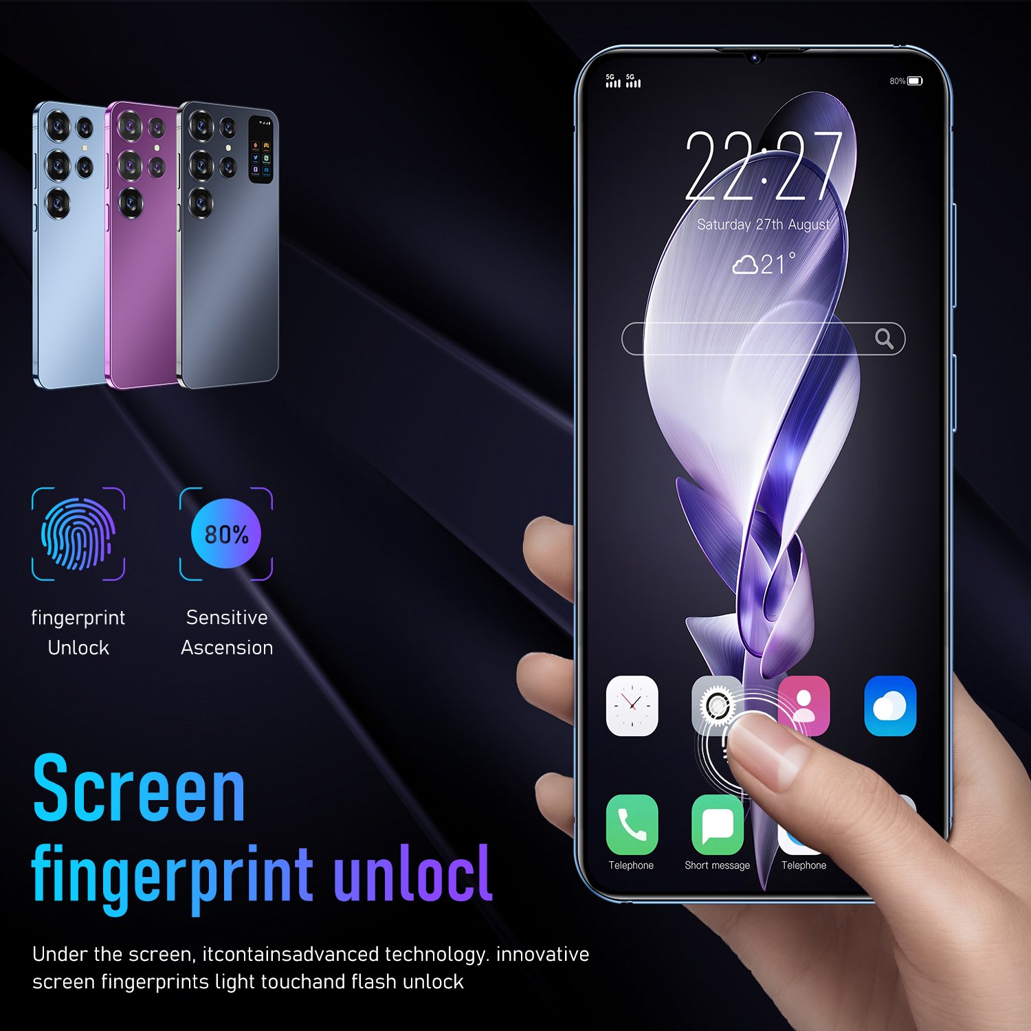 The new listing Cellphone S24 Ultra 7.3-inch 16gb+1tb 5G Android13 android phone 8000mah Battery 5G smartphone