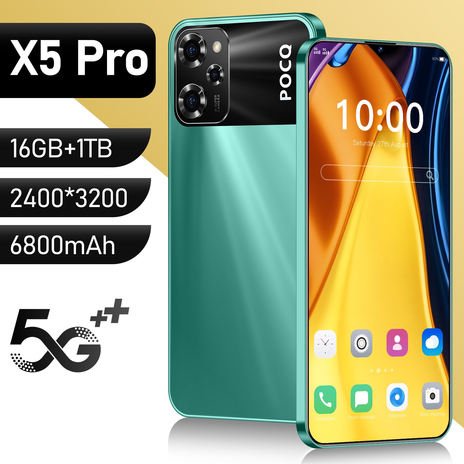 HX2024 Hot Selling X5 Pro 7.3inch Smartphones 16gb 1t Android Phones 50mp+108mp Smartphone