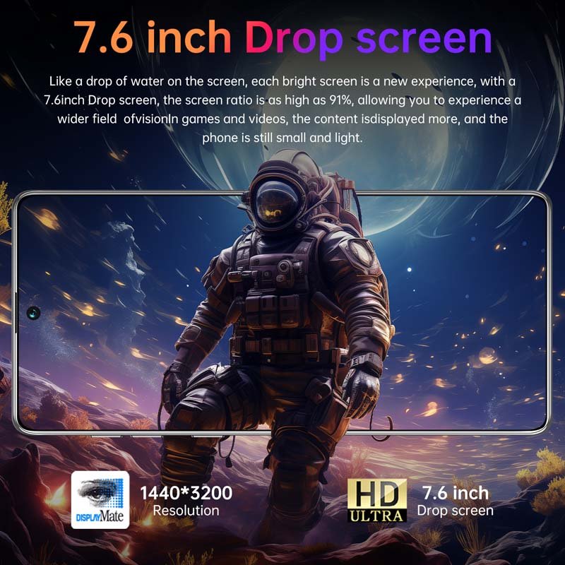 2024 new smartphone 7.6in incell screen Spark20Pro+ large memory 16GB+1T Android smart fast charging phone