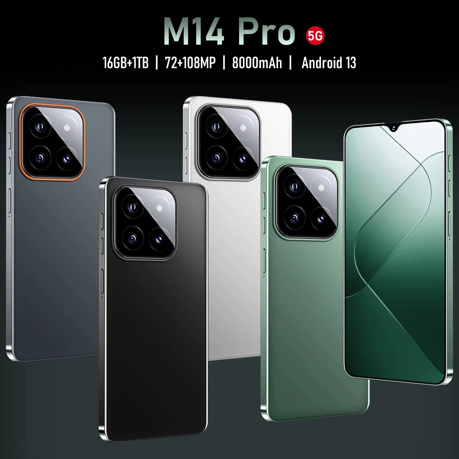 M14 Pro 5G Smartphone Mi 14 Ultra Mobile Phones 16G + 1TB Telefonos Celulares Android 12 108MP HD Camera 5800Amh Global Version