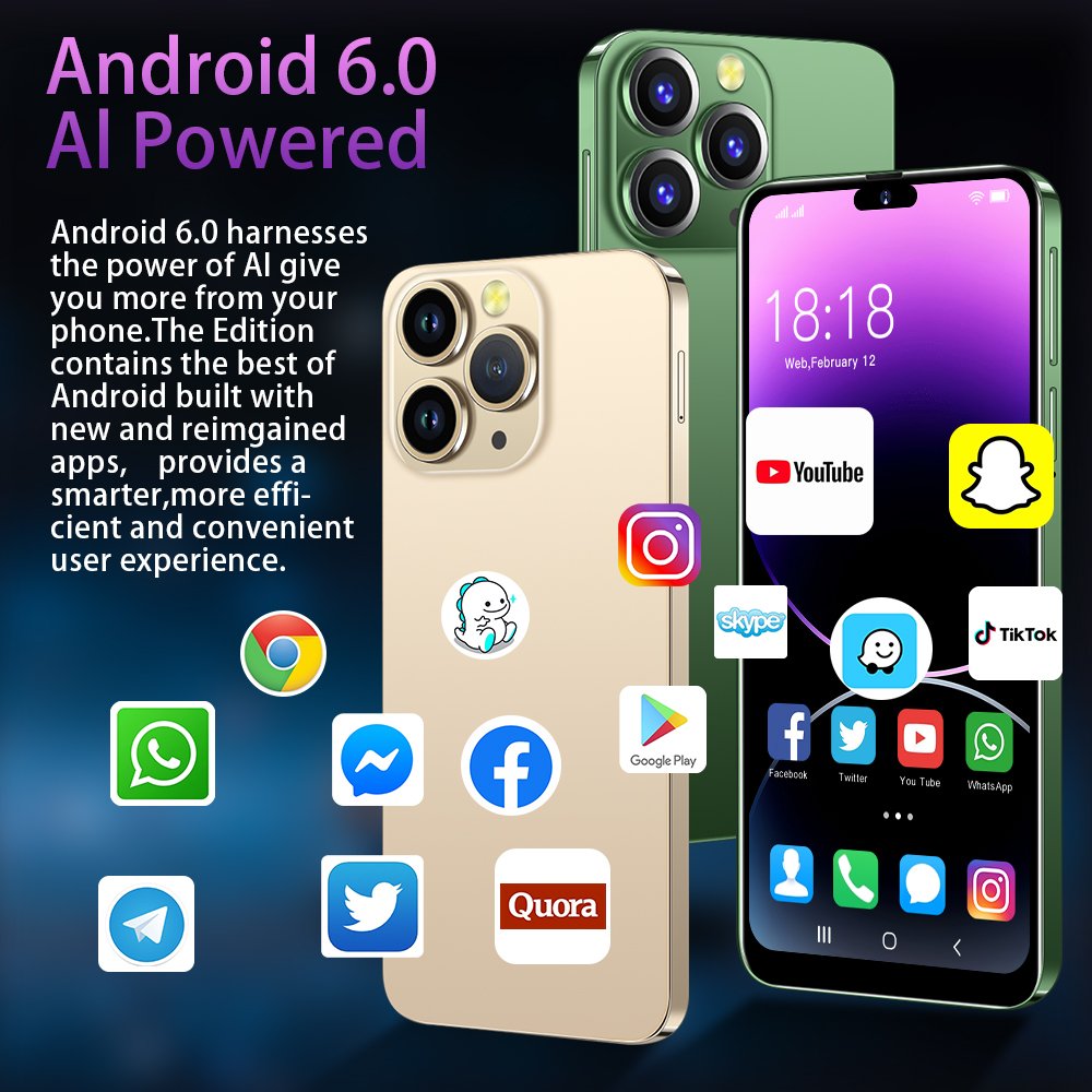 Hot Sale 15 PRO MAX 6.3inch 2GB+16GB 2MP+5MP Case Keyboard S23 Ultra Smartphone 5g 7.3 Inch Mobile Phones For i15