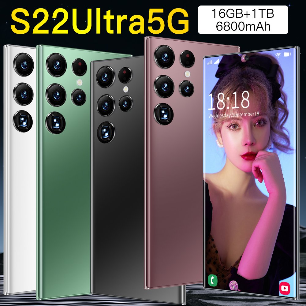 5g Smartphone S22 Ultra HD Screen Dual Sim Cell Phone Android 12 Mobile Phones 48MP 7.3 inch Display Celulares