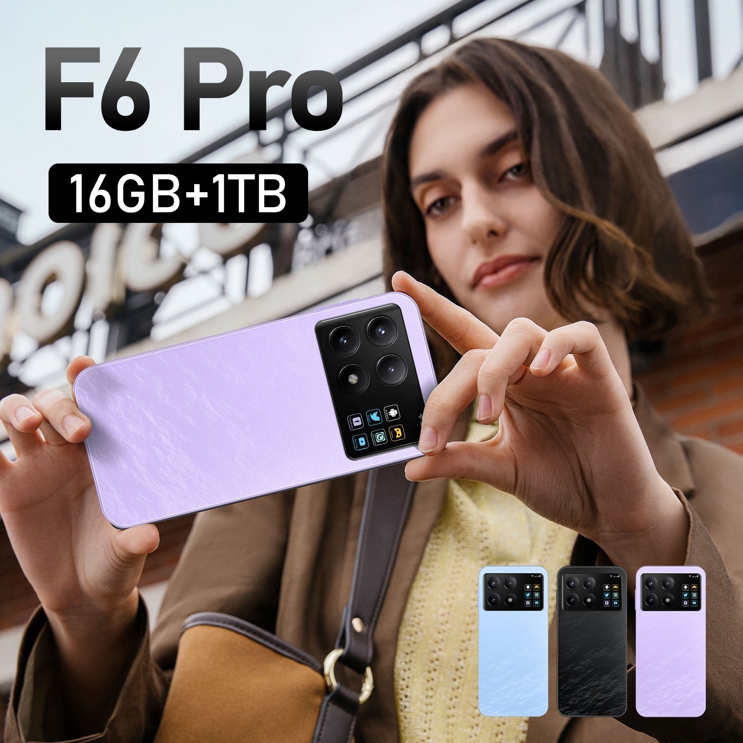 2024 New Original 5G Smartphone 7.3inch 108MP HD Camera F6 Pro 16GB+1TB Android 14 Mobilephones 4G5G Cellphone