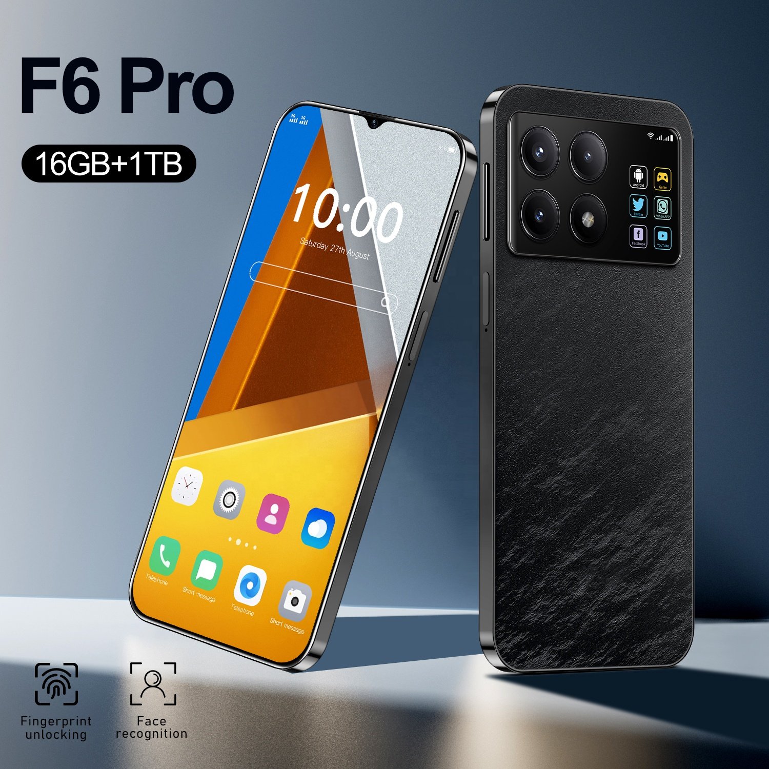 2024 New Original 5G Smartphone 7.3inch 108MP HD Camera F6 Pro 16GB+1TB Android 14 Mobilephones 4G5G Cellphone
