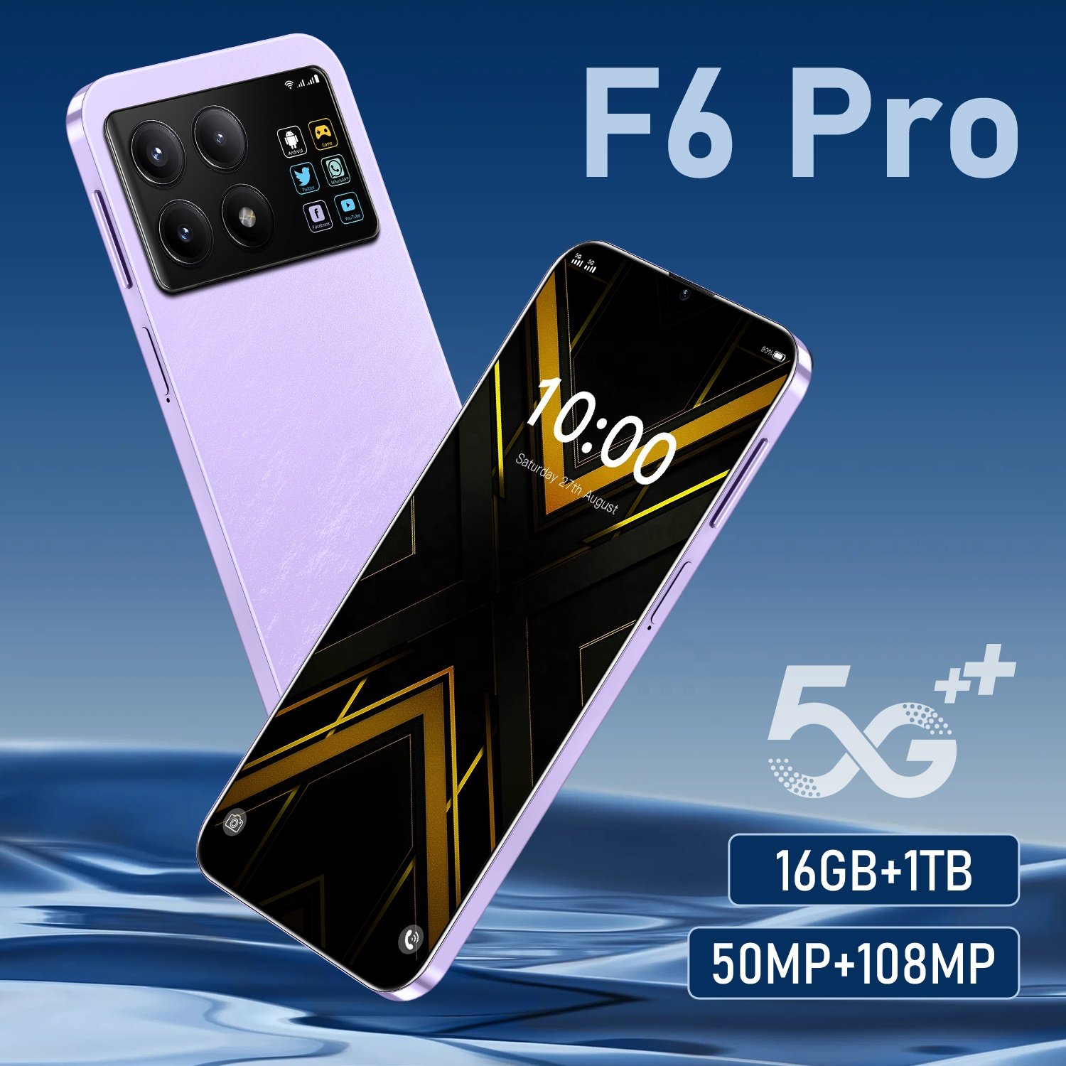 2024 New Original 5G Smartphone 7.3inch 108MP HD Camera F6 Pro 16GB+1TB Android 14 Mobilephones 4G5G Cellphone
