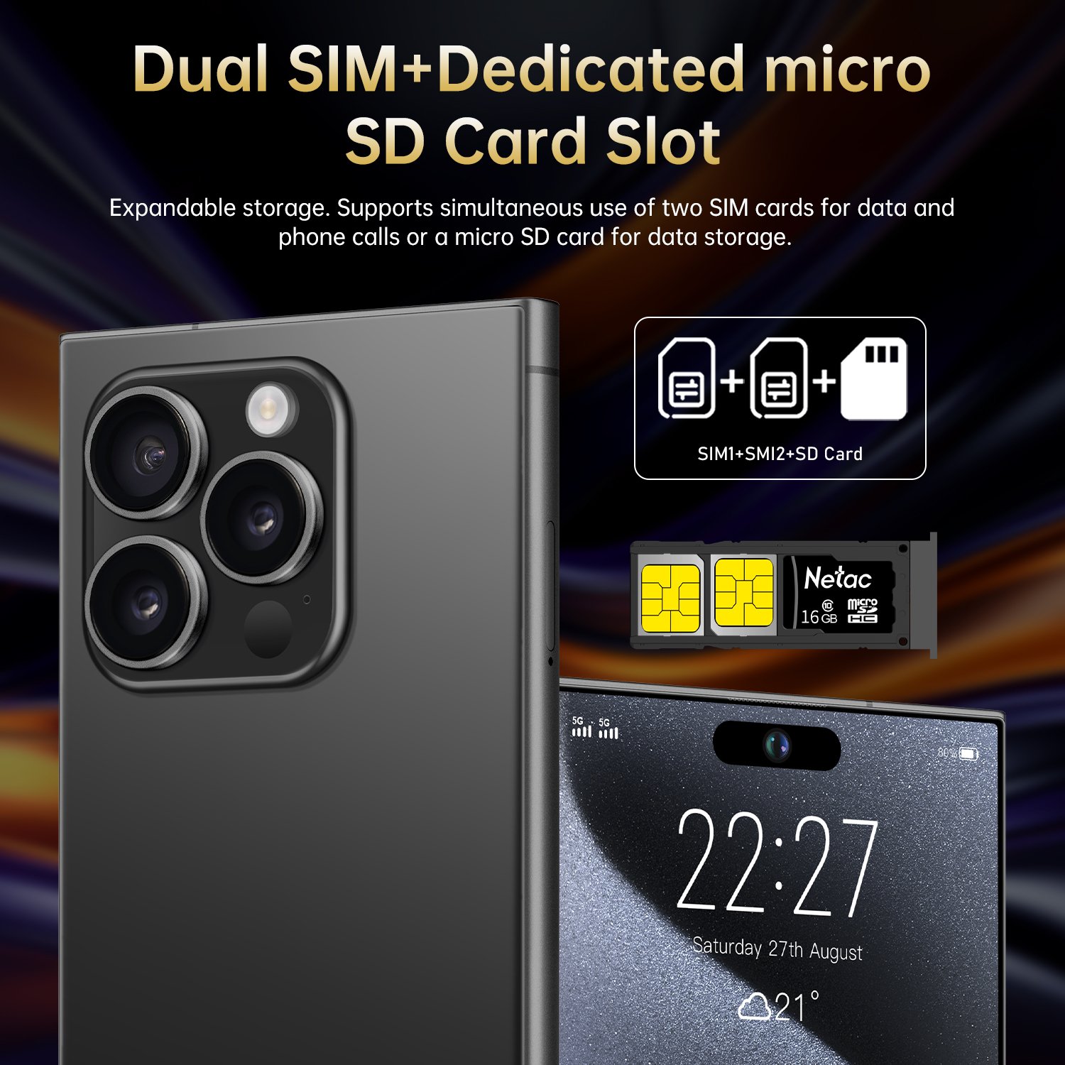 New I16 Pro Max original Telefon 5G Smartphone 6GB+256GB 7.3 Inch Fone 72MP+108MP Android 14 Cell Phone Gaming Mobile Phones