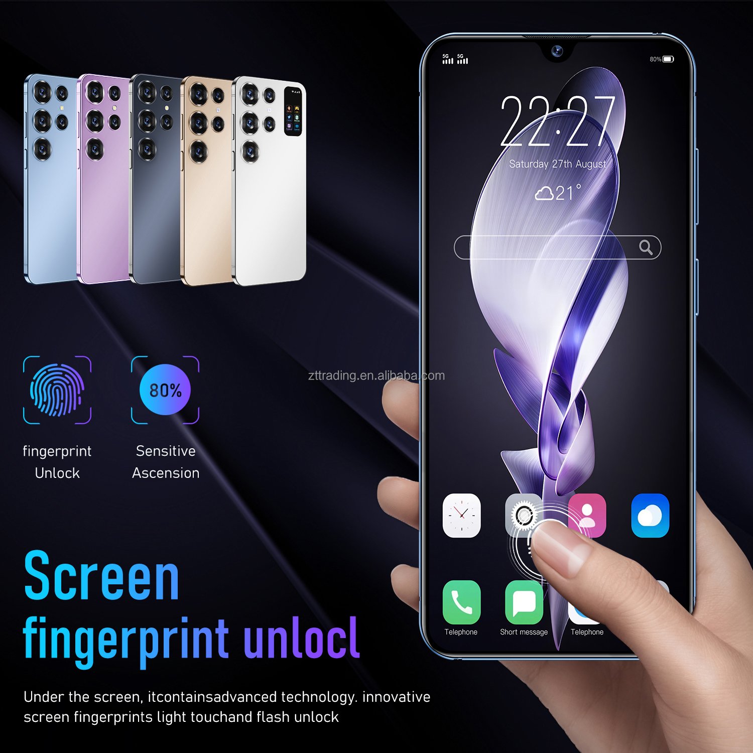 Promotion S24 Ultra Upgrade 5 Cameras Large Memory 6.6 inch HD Screen S24 Ultra+ SmartPhone Cellphone Smart Mobile Phone