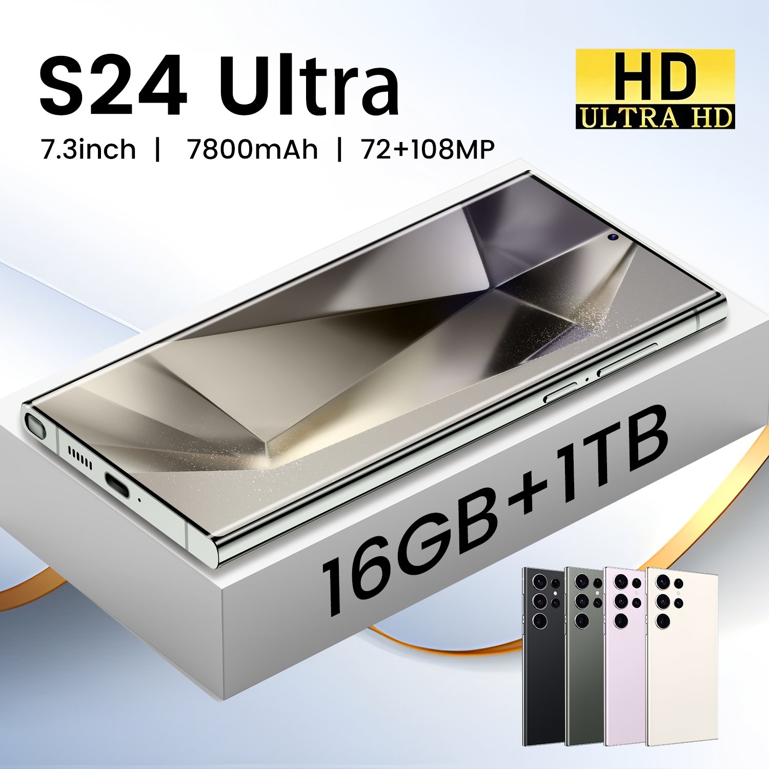 2024 New Original PHONE S24 Ultra 16GB+1TB 5G 7.2-inch MTK6889 48MP 108MP With Built-in Pen Android 12 Smartphone