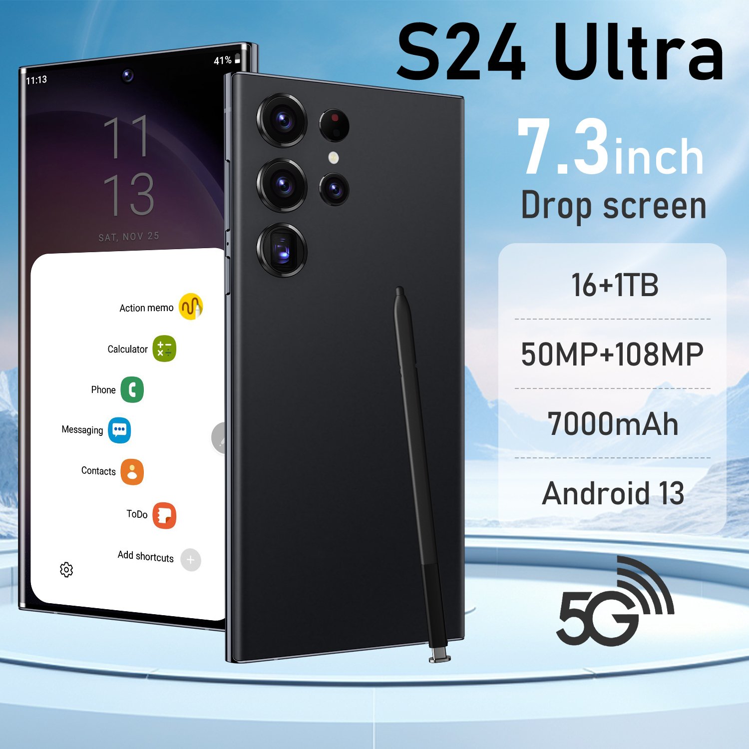 Hot Selling S24 Ultra Original 16gb+1tb 7.3 Inch Android 13.0 Double Sim Card Mobile Phone Cellphone 4g&5g Smartphone