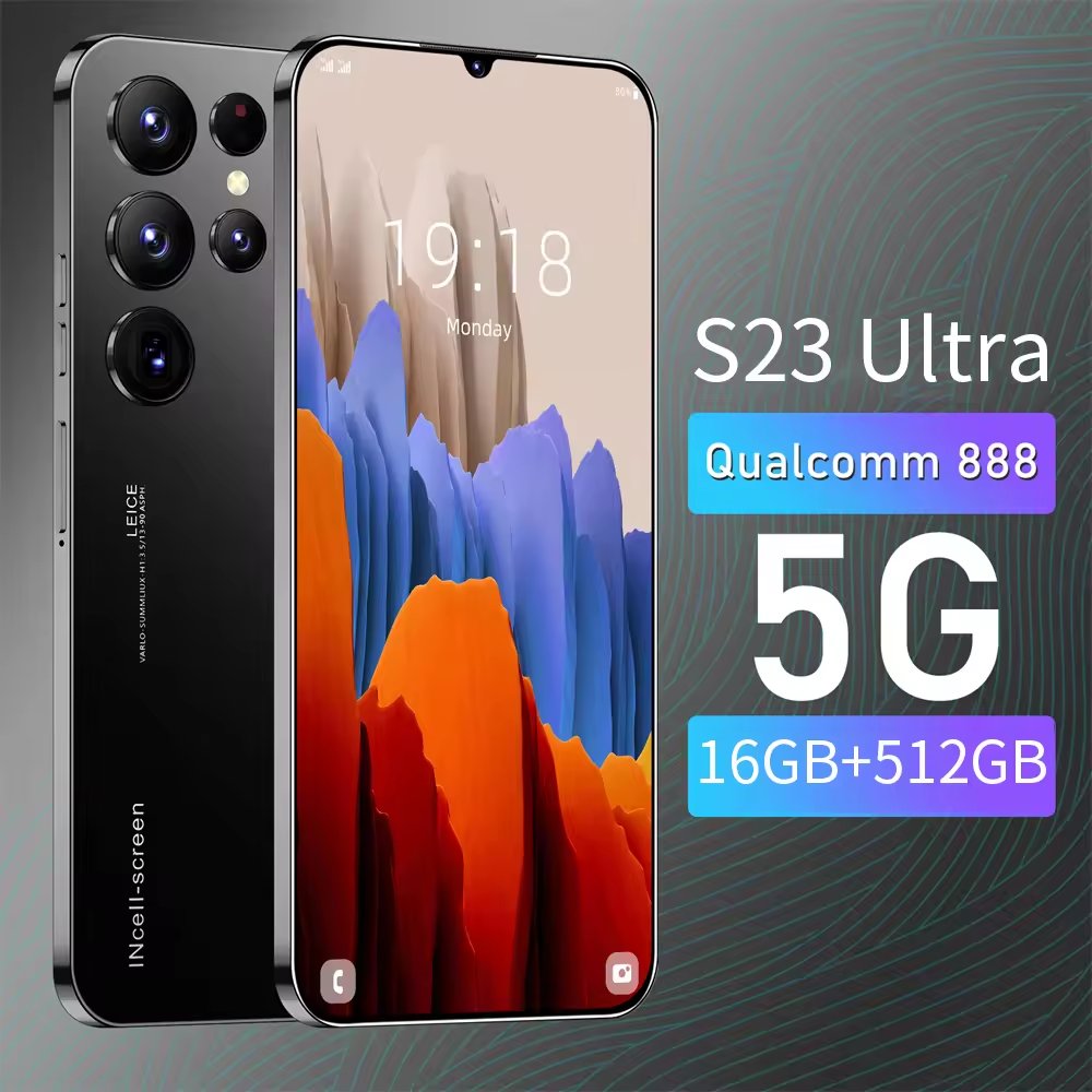 7.3-inch 7800mah 10 Core Ultra High Speed Smartphone Facial Unlock Sung Gxlxay S23 Ultra 16gb+1tb 5g Smartphone With Touch Pen