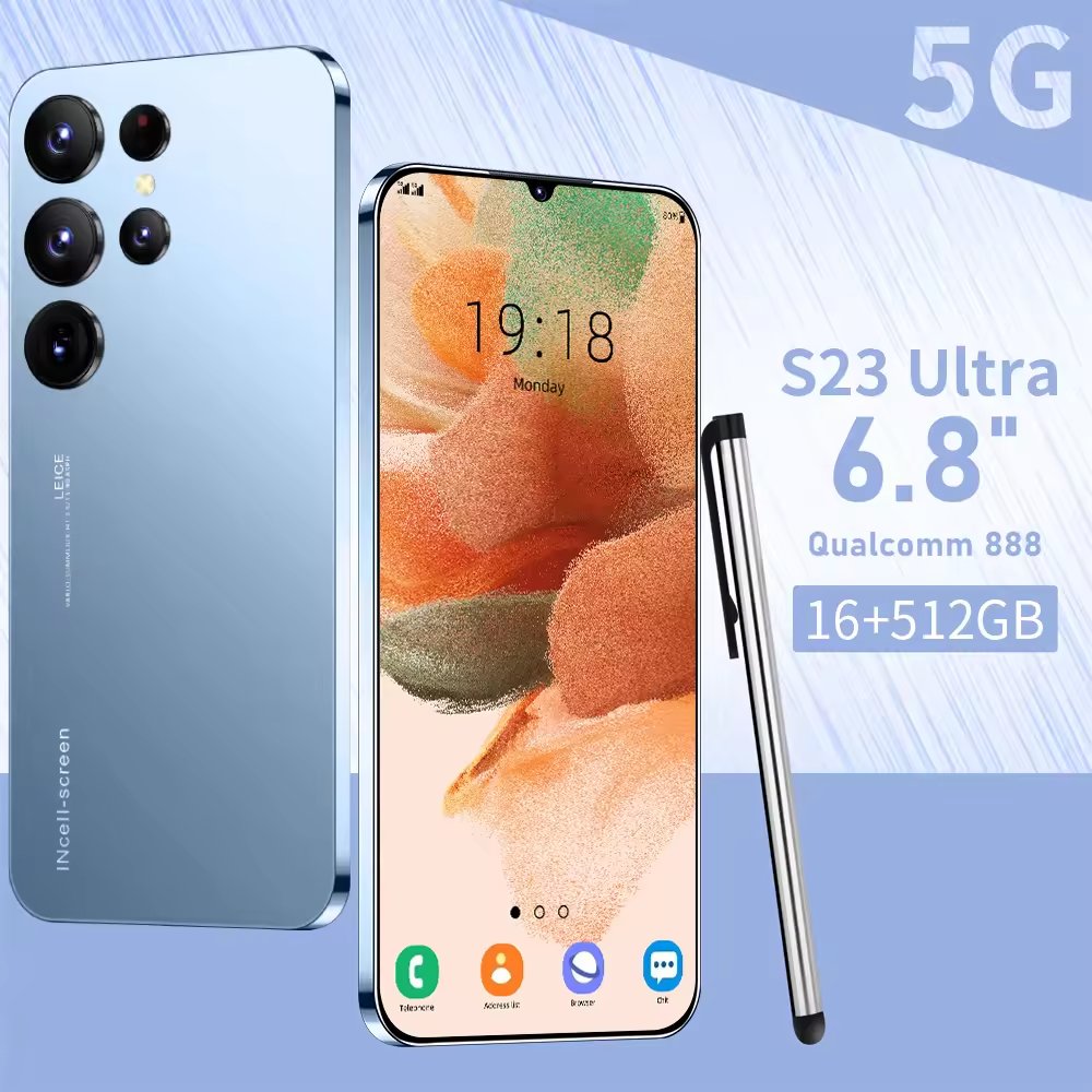 7.3-inch 7800mah 10 Core Ultra High Speed Smartphone Facial Unlock Sung Gxlxay S23 Ultra 16gb+1tb 5g Smartphone With Touch Pen
