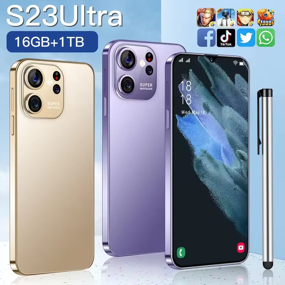 7.3-inch 7800mah 10 Core Ultra High Speed Smartphone Facial Unlock Sung Gxlxay S23 Ultra 16gb+1tb 5g Smartphone With Touch Pen