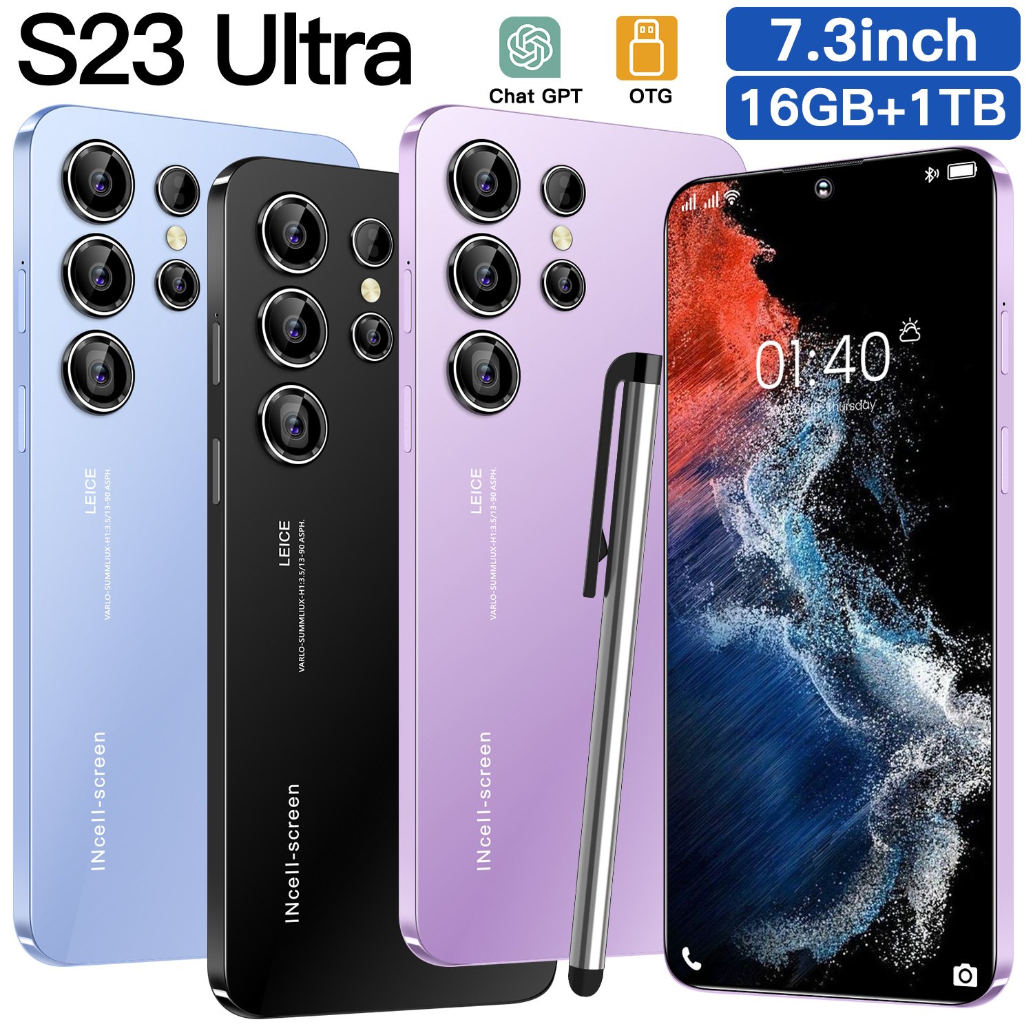 New Global version S23 Ultra 7.3-inch Big screen 5G smartphone 16GB+1TB dual SIM Android mobile phone
