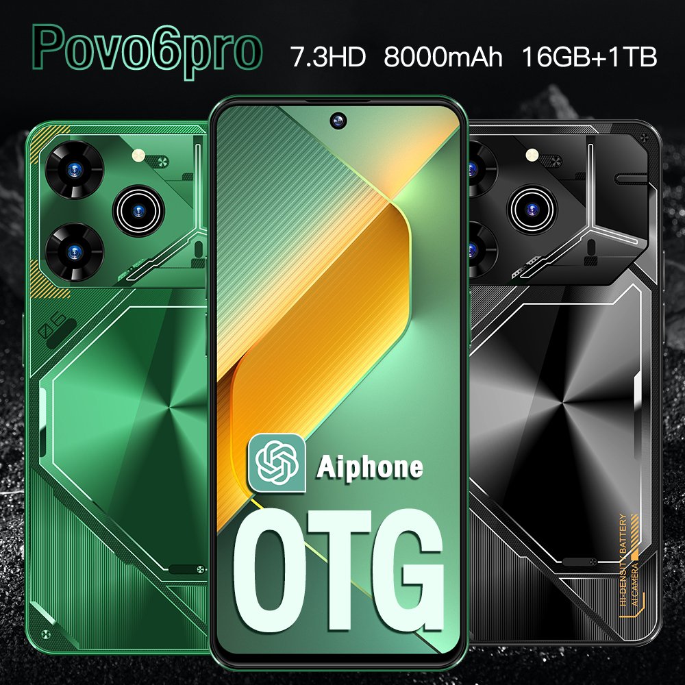Slimoro Mobil Original Povo 6 Pro 1TB Mobile Phone Cell Phone Smartphone Telefon Gaming i15 16 14 Android 5G Smartphone Celular