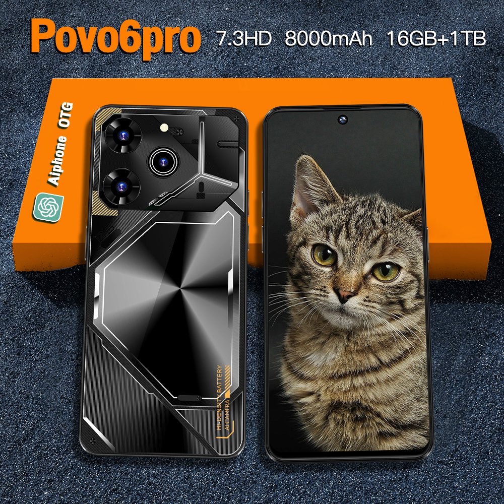 Slimoro Mobil Original Povo 6 Pro 1TB Mobile Phone Cell Phone Smartphone Telefon Gaming i15 16 14 Android 5G Smartphone Celular