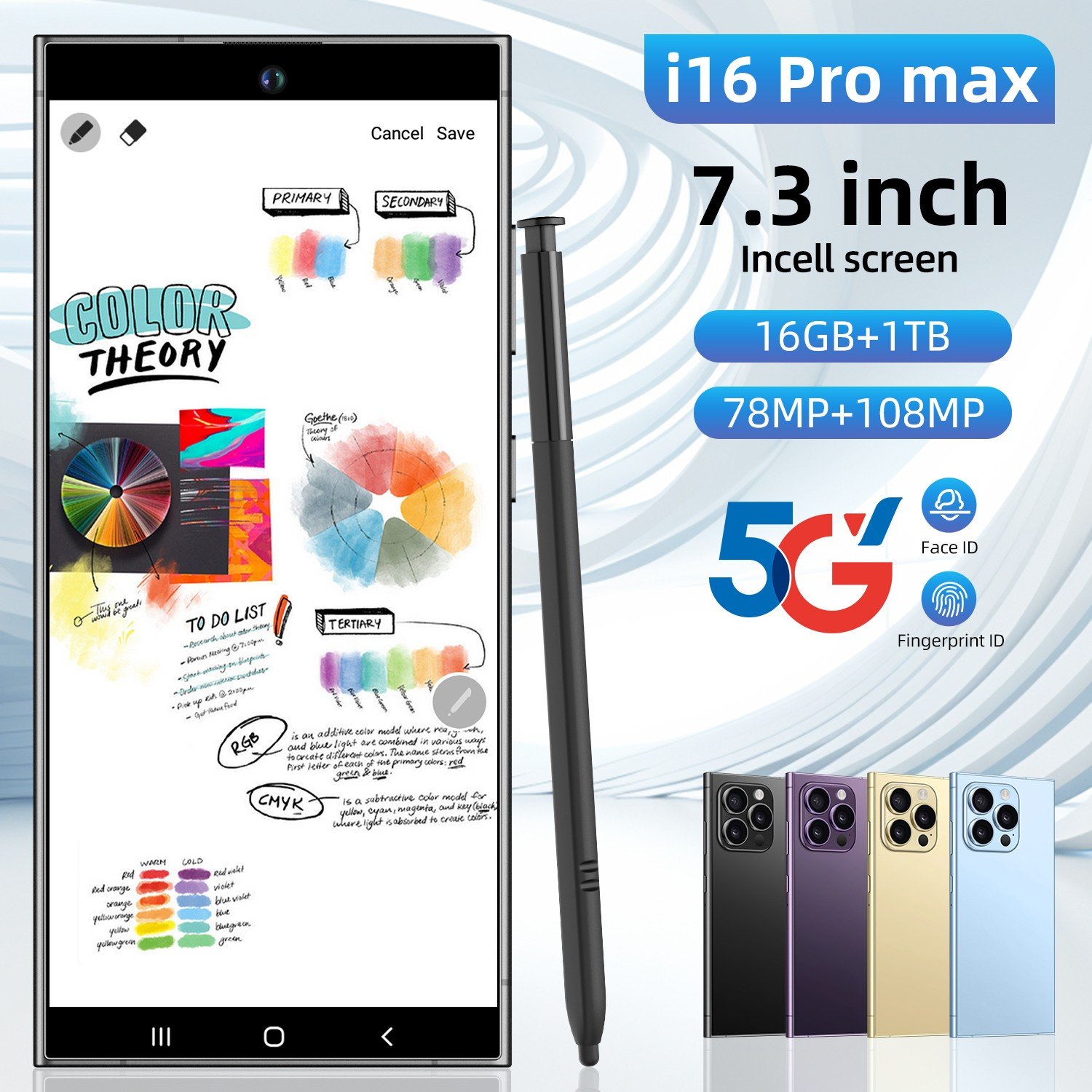 HOT original I 15 Ultra pro max 7.3 Inch HD Screen Dual 16GB+1TB 5G Android 14 Mobile Phone Fast Hight quality cellphone
