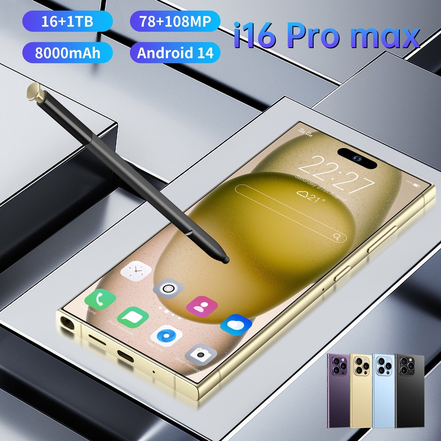 HOT original I 15 Ultra pro max 7.3 Inch HD Screen Dual 16GB+1TB 5G Android 14 Mobile Phone Fast Hight quality cellphone