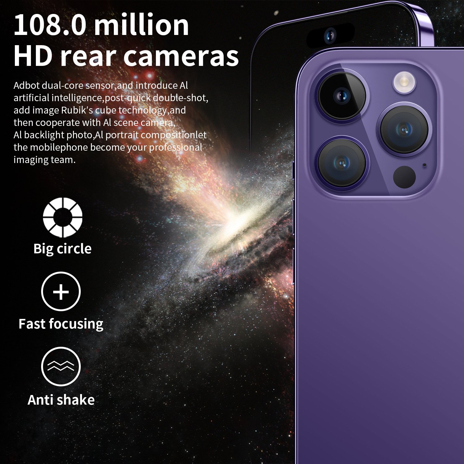 Original I15 Phone 15 Pro Max Neuf 7.3Inch 12gb + 1tb Clone Ios Smartphone 8-core Celulares 15 Pro Max Unlocked Mobile Phone