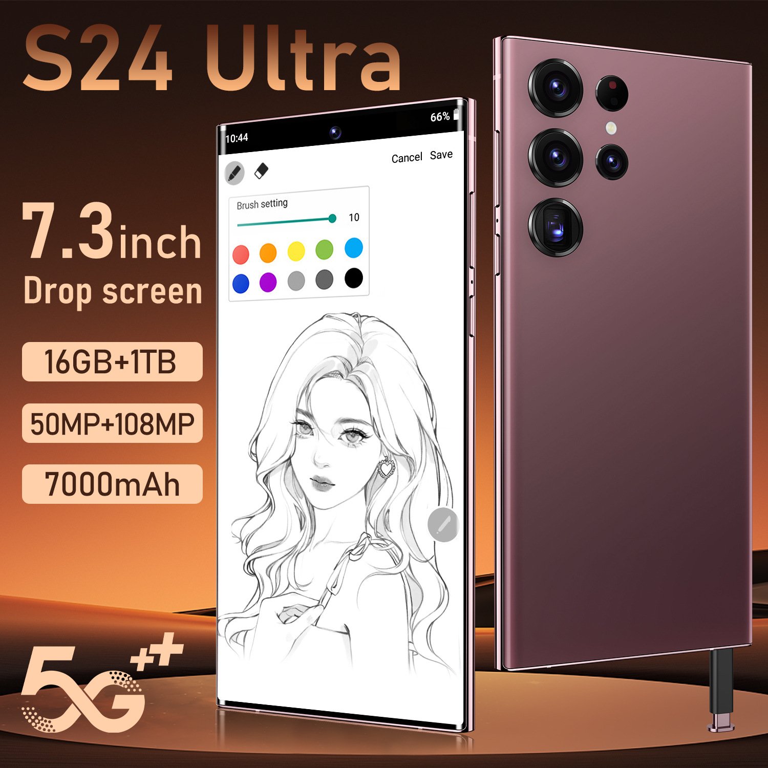 Hot Selling Custom S24 Ultra Unlocked Cell Phone Big Screen 5g Smartphone 16gb + 1tb Android13.0 Phone