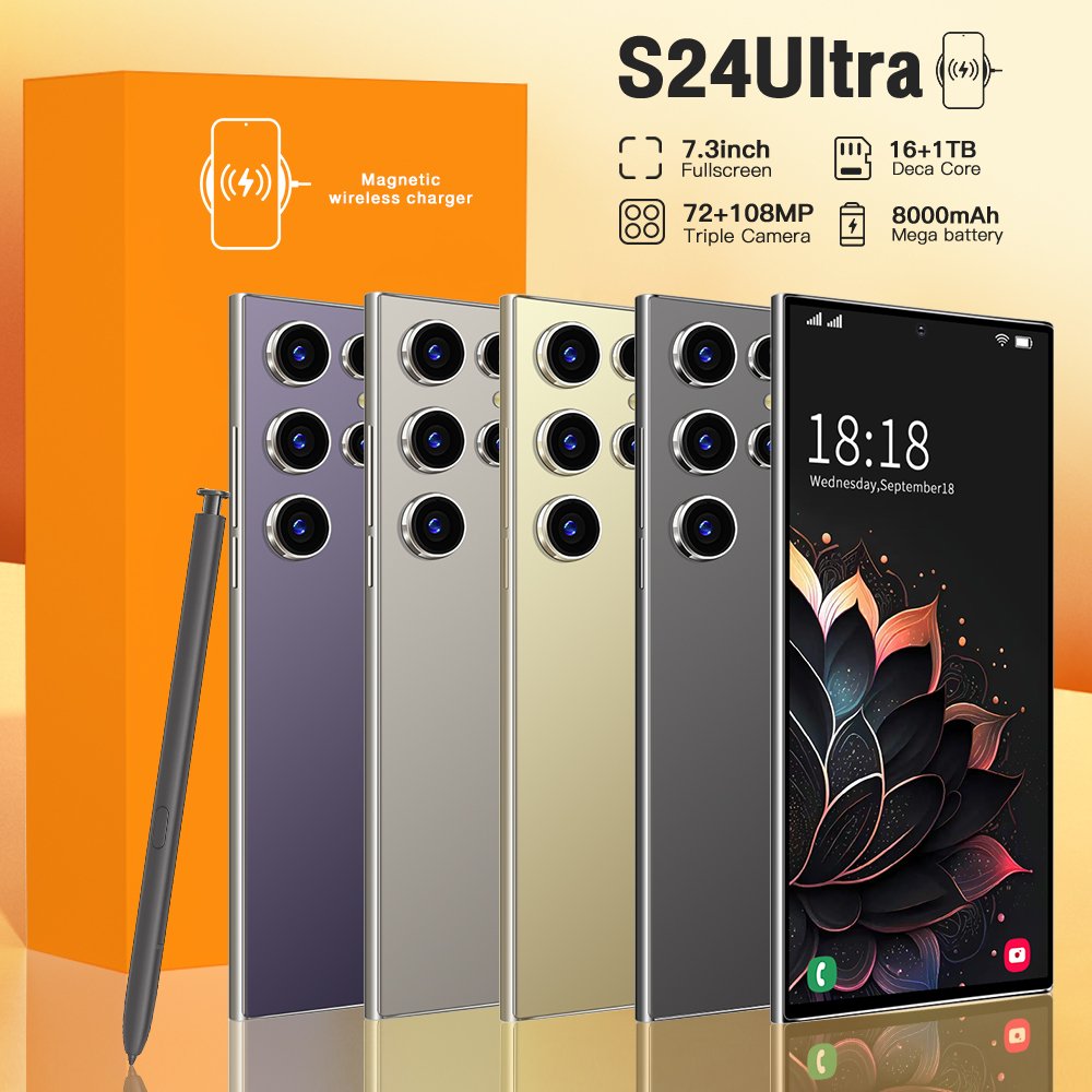 Phones S24 Ultra Smartphones for S24 Ultra 16GB+1TB 5G Dual SIM Cellphone Mobile Phone Original Smart Phone HD OLED 100W 108MP