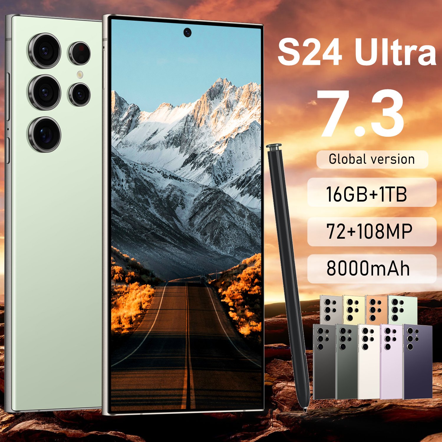 S24 Ultra 7.2 Inch Large Screen Smartphone 12gb + 1TB with Stylus 4G 5g Network with Dual SIM Android 13 Phone